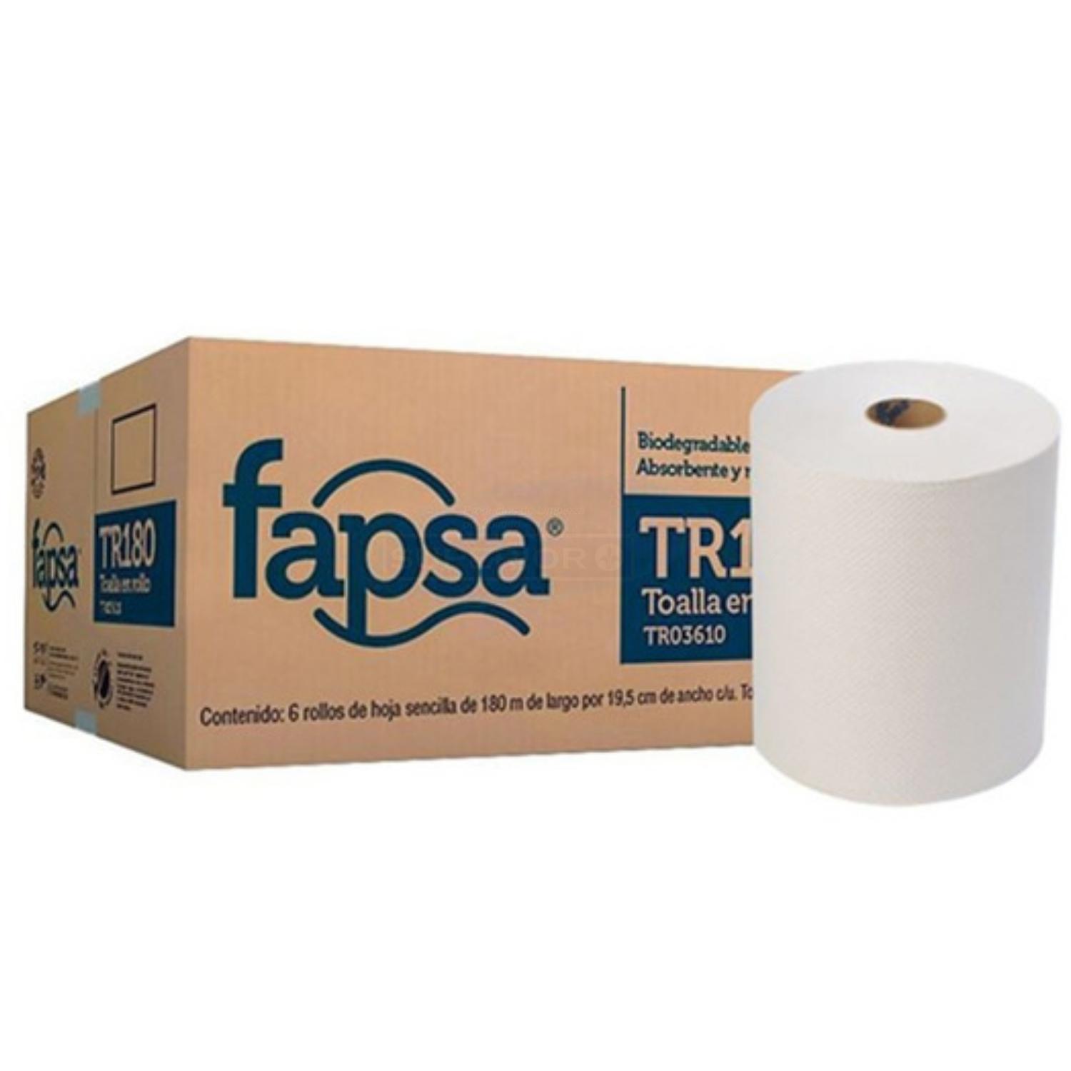 TOALLA ROLLO FAPSA BLANCA 6 X 180 MTS HOJA SENCILLA